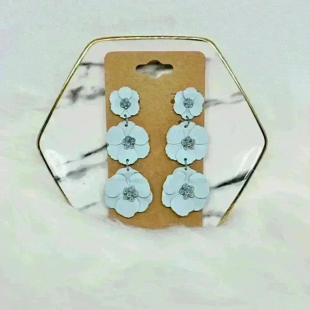 Ceramic Blue Flower Earrings
